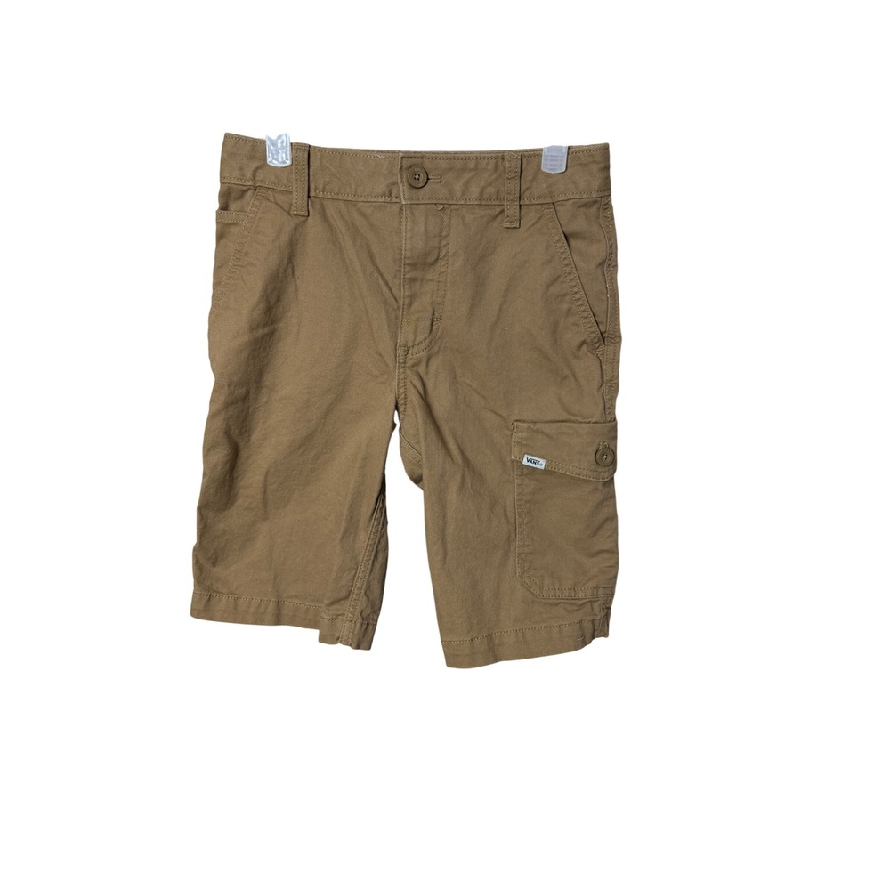 Vans Boys Tan Khaki Cargo Shorts Size 8 Cotton Blend Stretch Skater Utility